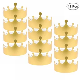 Party Favour Baby Shower Bridal Birthday Hats Paper Gold Card Crown 12pcs 19.5 X 11.5cm Bright Colour