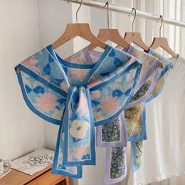 Scarves Korean Style Printed Silk Shawl Accessories Elegant Versatile Scarf Female