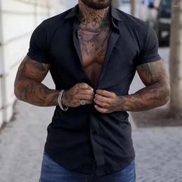 Men's Casual Shirts Men Summer Thin Shirt Stylish Slim Fit With Turn-down Collar Short Sleeves Single-breasted Design For Formal
