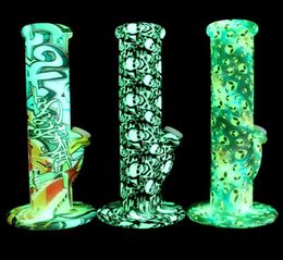 Glow In The Dark Silicone Bongs 10 Unbreakable Cool Pattern Alien Skull Flag Wax Concentrate Dry Herbs Tobacco Smoking Water272i4459188