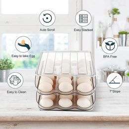 Storage Bottles 1 Piece Egg Container Capacity Organizer Layer Automatically Rolling For Fridge With Lid