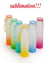 Sublimation Water Bottle Tumblers 500ml Frosted Glass Water Bottles gradient Blank Tumbler Drink ware Cups FY5084 02115395540