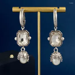 Dangle Earrings Donia Jewelry European And American Fashion Titanium Steel Micro-Inlaid Silver Needle Luxury Pearl Retro Long