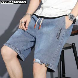 Men's Jeans 2024 Spring/Summer New Jeans Fashion Mens Jeans Shorts Fashion Wash Hole Patch Ultra thin Fit Elastic Capris Mens ClothingL2404