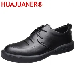 Casual Shoes Men High Quality Lace-up Solid Leather Business Fashion Gentleman Bureau Office Oxford For