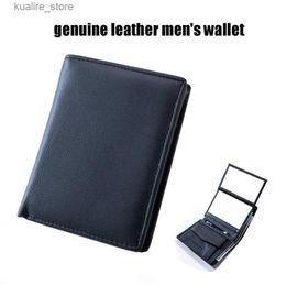 Money Clips Mens Wallet Vintage Genuine Leather Wallet Mens Coin RFID Cowhide Mini Wallet Credit Card Holder Money Bag L240402
