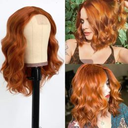 Wigs Short Bob Wig Synthetic Body Wave Short Bob Ginger Coloured Wig Glueless Synthetic Curl Pre Plucked Heat Resistant Fibre