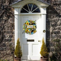 Decorative Flowers Round Wreath Simulations Flower Bees Garlands For Wall Front Door 13ME