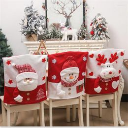 Chair Covers 3D Cartoon Christmas Cover Santa Back Removable Slipcovers For Dining Room Home Year Decoration