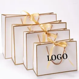 Shopping Bags 500pcs Wholesale Eco-friendly Paper With Your Own Custom Reusable Packaging Gift Jewellery Handbags