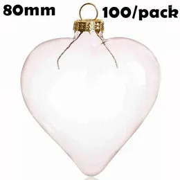 Party Decoration 100 Pieces X DIY Paintable Home Wedding Christmas Xmas Ornament Ball 80 70mm Glass Heart