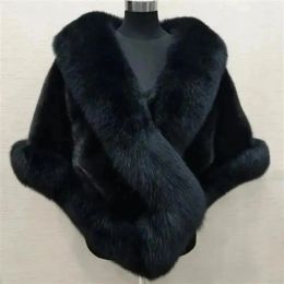 Shawls Shawls Winter Cape Fluffy Soft Cold Resistant Elegant Artificial Fur Evening Dress Shawl Women Poncho for Dating 231012