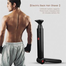 Electric Back Shaver 2 In 1 Facial Hair Trimmer Razor Rechargeable Foldable Handle Back Hair Removal Men Body Groomer 240325