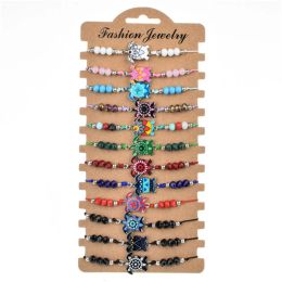 12pcs/set Bohemian Colourful Elephant Animal Charms Braided Bracelets Women Crystal Bead Rope Chain Yoga Bracelet Anklet Jewellery