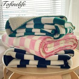 Blankets Winter Thick Plaid Blanket Multi-functional Warm Office Fluffy Bedroom Sofa Throw Soft Plush Bed Cover