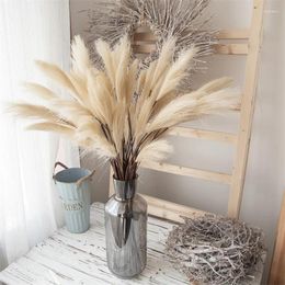 Decorative Flowers 80CM 3/1PCS Fluffy Pampas Grass Boho Decor Silk Flower Fake Plant Reed For Vase Wedding Party Home Decoration Artificial