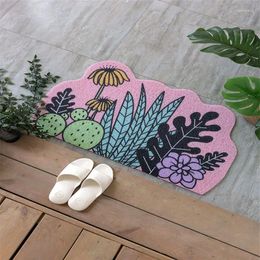 Carpets Boho Cactus Flower Succulent Plants PVC Entrance Mat Rug Carpet Doormat Handmade Non Slip Bathroom Girl Floor Home