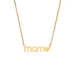 Pendant Necklaces Wholesale Simple Stainless Steel 18k Gold Plated Necklace Mom Letter As Mother's Day Gift