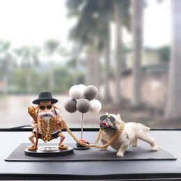 Decorative Figurines Domineering Man Dog Doll Resin Simulation Toy Dashboard Decoration Car Ornaments Accessories Gift Home Luxury