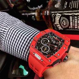 Mens Swiss Luxury Watches Richadmills Automatic Movement Watches Black Technology Carbon Fibre Wine Barrel Type Automatic Multifunctional Top Machinery Mens Gra