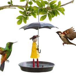 Other Bird Supplies Creative Hanging Feeder Metal Chain Girl With Umbrella Tray Outdoor Garden Gardening Exterior Decoration