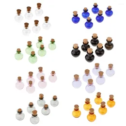 Pendant Necklaces 6Pcs Mini Glass Containers Message Vials Wood Stopper Wishing Bottle Jars Ornaments Home Decor