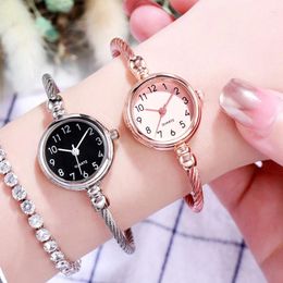 Wristwatches YIKAZE Women Bracelet Watch Small Gold Bangle Watches Stainless Steel Retro Ladies Quartz Wristwatch Clock Dress