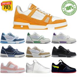 Designer New Lace Up fashion Casual Shoes Outdoor men's and women casual board shoes Orange white Wear-resistant sports shoes box size 36-45