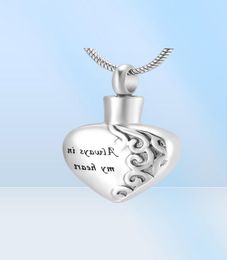 LkJ10021 Classic Ash Pendant Necklace MensWomen Memorial Jewelry Carving Always in My Heart Dog Cat Paw Cremation Urn Keepsake Ne8848052