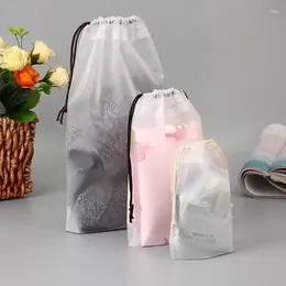 Storage Bags 1 Pc Transparent Drawstring Bag Pouch Travel Toiletries Cosmetic Containers Clothes Underwear Shoes Organizers