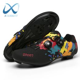 Footwear Double Graffiti Cycling Shoes Men Racing Bicycle Cleat Shoes Professional Selflocking Cycling Sneaker Mtb Bike Spd Shoes