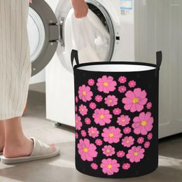 Laundry Bags Cosmos Flower Summer Autumn Circular Hamper Storage Basket Sturdy And Durable Bathrooms Of Clothes