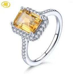 Cluster Rings Stock Clearance Natural Citrine 925 Silver Ring 2.3 S Genuine Gemstone Classic Style Fine Jewellery For Engagement Gift