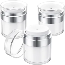 Storage Bottles 3PCS Empty Airless Pump Jar Refillable Creams Gels Lotions Dispenser Travel Leak Proof Cosmetic Container Vacuum Press