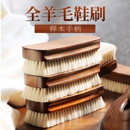 Wool solid wood shoe brush advanced super soft wool does not hurt shoe oil brush shoes cleaning leather bags for washing shoes