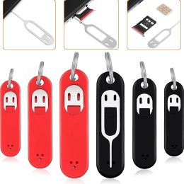 5-1pcs SIM Card Removal Needle Pin & Anti-lost Tray Charm Keychain Split Rings Phone SIM Card Storage Case Ejecter Tool Needles