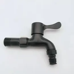 Bathroom Sink Faucets High Quality 1/2' DN15 Black Baking Coated Washing Machine Connector Bibcock Water Tap Fast On Faucet