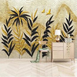 Wallpapers Milofi Custom 3D Po Wallpaper Mural Gold Leaf Abstract Modern Minimalist Home Decoration TV Background Wall