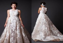 2017 Modern Dynamic Long Court Train Organza Lace Evening Dresses Krikor Jabotian High Neck Aline Formal Dresses Celebrity Evenin6488431