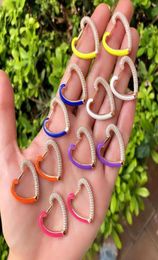 Hoop Earrings Colorful Fashion Women Jewelry Micro Pave 5A Sparking Cz Neon Enamel Heart Shaped Huggie Earring6202055