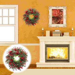 Decorative Flowers Artifcial Christmas Red Berry Wreath: Winter Twig Wreath Holiday Front Door Xmas Pine For Fireplace Year