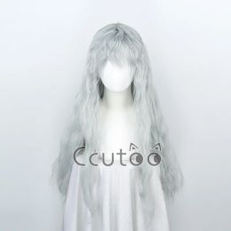 Wigs Berserk Griffith Cosplay Wig Silver Mixed Blue Curly 70cm Long Heat Resistant Synthetic Hair