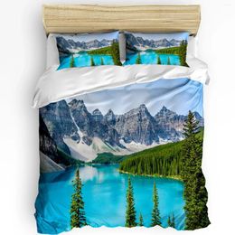 Bedding Sets 3pcs Set Canada Lake Landscape Mountain Peaks Trees Duvet Cover Pillow Case Boy Kid Teen Girl Covers