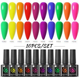 Kits Ur Sugar Sparkly 10 Pcs/set 7ml Glass Bottle Color Gel Nail Polish Kit Spring Summer Uv Led Varnish Semi Permanent Nail Art Gel