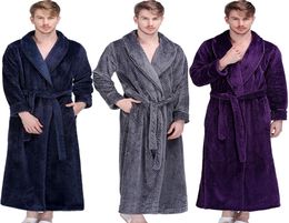 Men Winter Extra Long Thick Warm Grid Flannel Bathrobe Mens Luxury Kimono Bath Robe Women Sexy Robes Male Thermal Dressing Gown T27854975