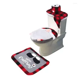 Toilet Seat Covers Four-piece Christmas Cover 4PCS/Set Funny Gnome Set Tissue Box Tank