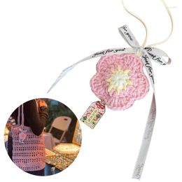 Keychains Handmade Crochet Flower Charm Women Car Keyring Bowknot Pendant Backpack Handbag Keys Holder