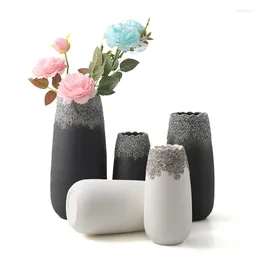 Vases Snow Black Vase Nordic Ceramic Flower Arrangement Dried Art Home Living Room Decor Decoration