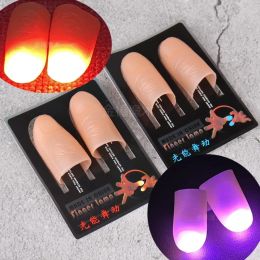 2 Pcs/set Magic Thumbs Light Toys for Adult Magic Trick Props Red Light Led Flashing Fingers Halloween Party Toys for Children