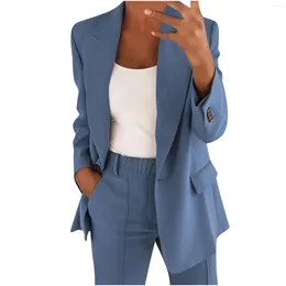 Women's Two Piece Pants Elegant Suit Casual Fashion Blazer&pants Ladies Office Wear Pink White Women Suits Sets